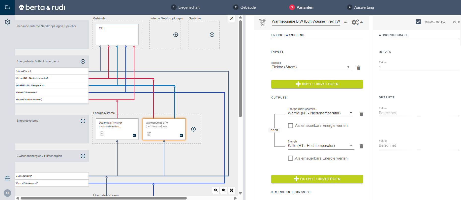 Das Blockschaltbild für die visuelle Unterstützung deiner Energiesystemplanung und Erstellung deines Energiekonzepts. Mit der Split-Screen Ansicht Blockschaltbild und Varianten übersichtlicher gegenüberstellen. 