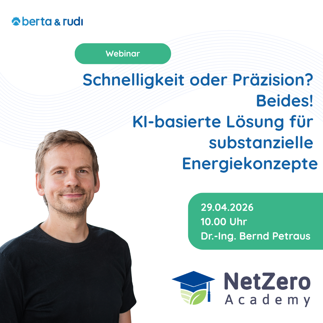 Webinar NetZeroAcademy mit Bernd Petraus von berta & rudi zu KI in der Baubranche